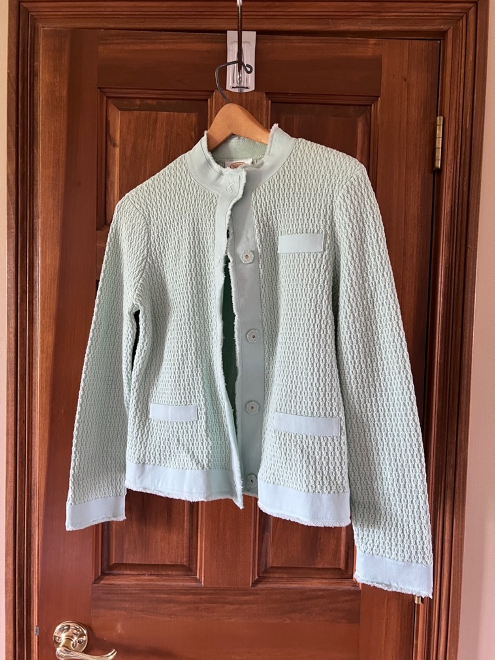 Talbots Mint Green Textured Knit Jacket